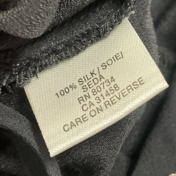 BCBGMAXAZRIA  Black Sequined Chiffon Top Blouse Small Starburst Design Sz S - Picture 7 of 8